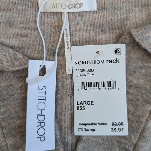 NWT Nordstrom Rack StitchDrop Shin Length Grey W/Subtle Pink Hues Sweater Dress - Picture 5 of 10